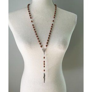 */$25 Catholic Brown Miraculous Medal Rosary Beads Made in Italy
